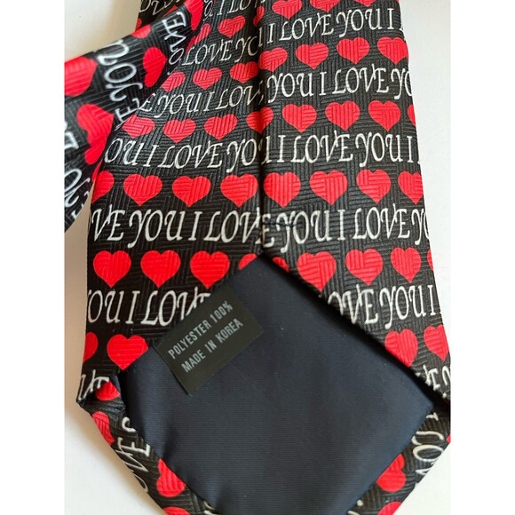 Men's Necktie I Love You Hearts Valentine's Day 56.5" Long 4" Wide - Picture 3 of 5